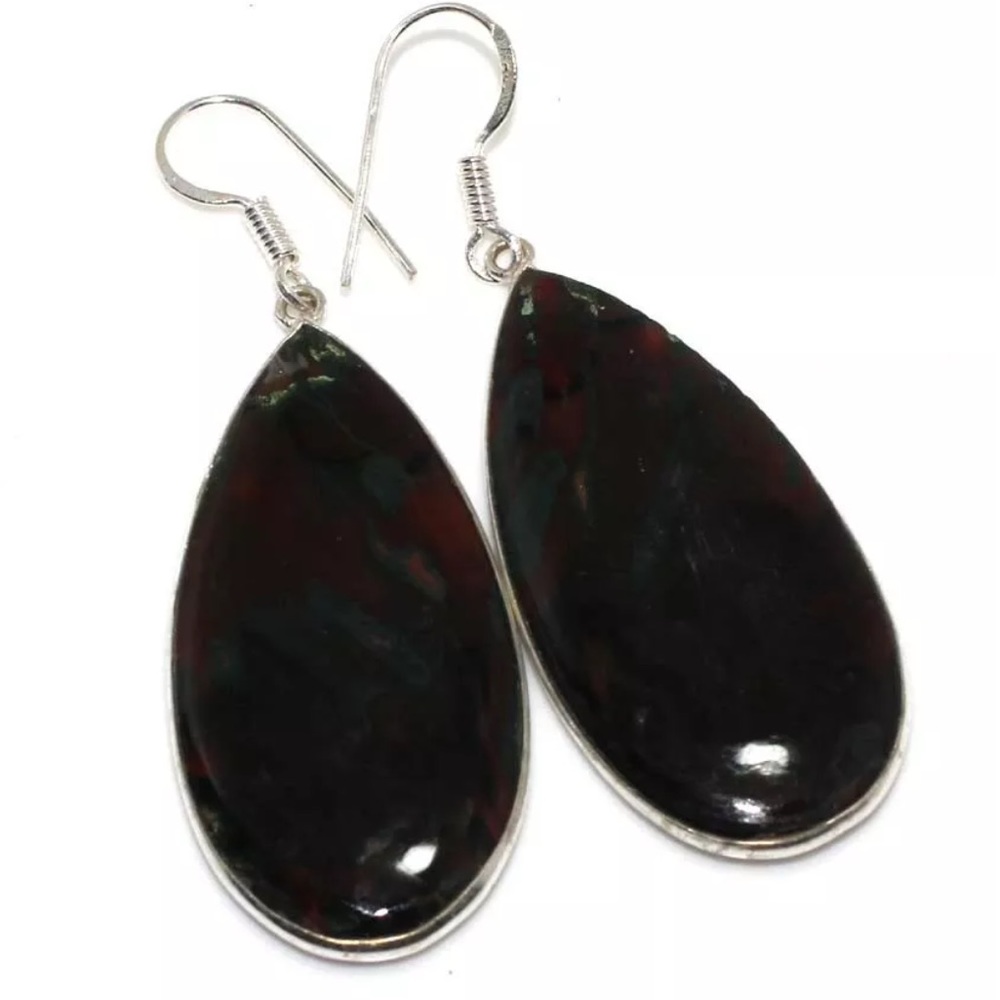 Sterling Silver Stick Agate Large Dangle Earrings - image 7